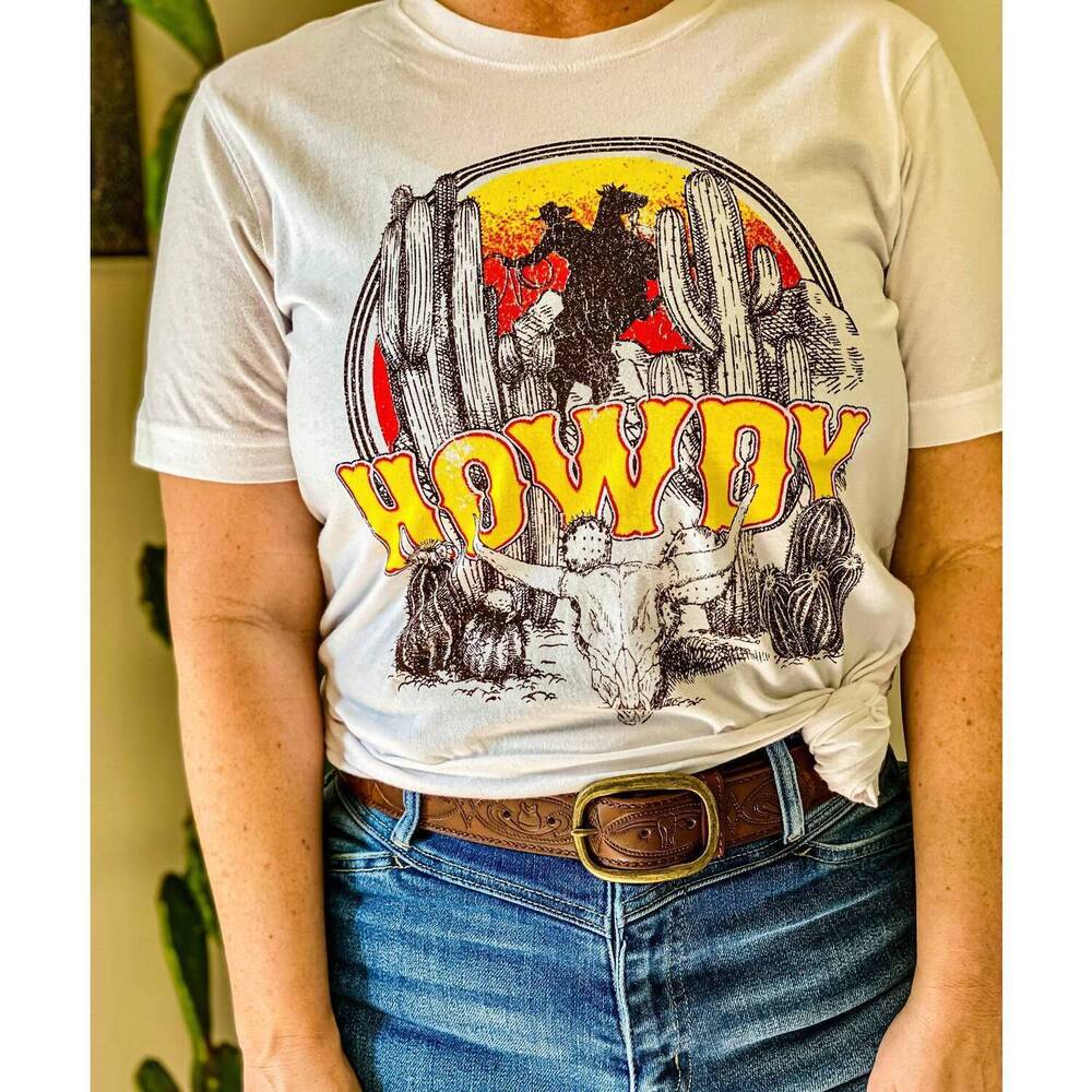 NEW MINEB howdy western tee in white